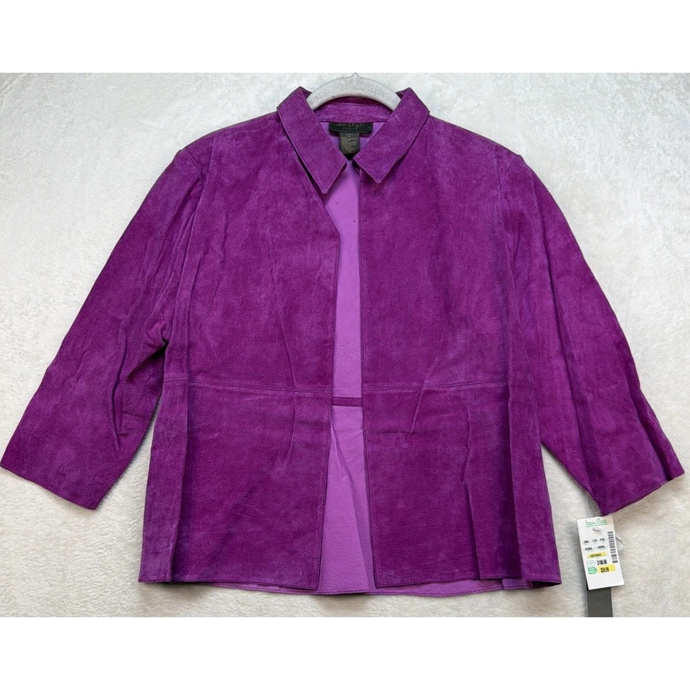 Outfit JPR Women's PM Purple Suede Leather Blazer Jacket Open Front NWT